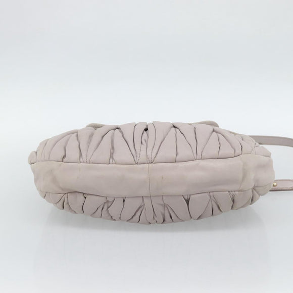 Miu Miu Matelasse Shoulder Bag Leather 2way Pink Gold Auth bs35641