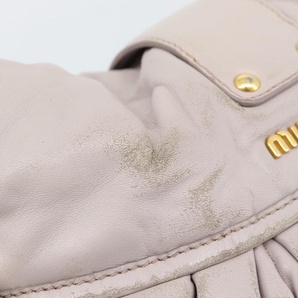 Miu Miu Matelasse Shoulder Bag Leather 2way Pink Gold Auth bs35641