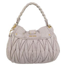 Miu Miu Matelasse Shoulder Bag Leather 2way Pink Gold Auth bs35641-2