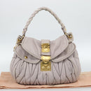 Miu Miu Matelasse Shoulder Bag Leather 2way Pink Gold Auth bs35641-12