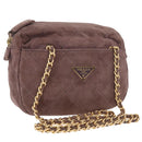 PRADA Chain Shoulder Bag Suede Purple Gold Auth bs35642A-1
