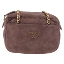 PRADA Chain Shoulder Bag Suede Purple Gold Auth bs35642A-13
