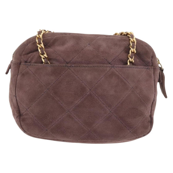 PRADA Chain Shoulder Bag Suede Purple Gold Auth bs35642A