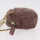 PRADA Chain Shoulder Bag Suede Purple Gold Auth bs35642A-4