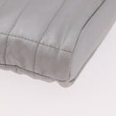 CHANEL Hand Pouch Nylon Silver CC Auth bs35644A-9