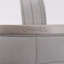 CHANEL Hand Pouch Nylon Silver CC Auth bs35644A-17