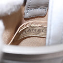 CHANEL Hand Pouch Nylon Silver CC Auth bs35644A-18