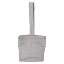 CHANEL Hand Pouch Nylon Silver CC Auth bs35644A-2