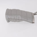 CHANEL Hand Pouch Nylon Silver CC Auth bs35644A-3