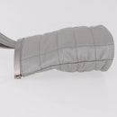 CHANEL Hand Pouch Nylon Silver CC Auth bs35644A-4