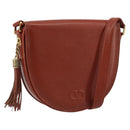 VALENTINO Shoulder Bag Leather Brown Gold Auth bs35646A-1