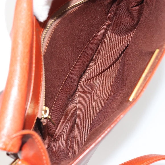 VALENTINO Shoulder Bag Leather Brown Gold Auth bs35646A