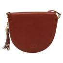 VALENTINO Shoulder Bag Leather Brown Gold Auth bs35646A-13