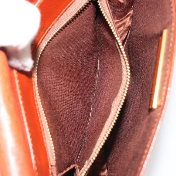 VALENTINO Shoulder Bag Leather Brown Gold Auth bs35646A