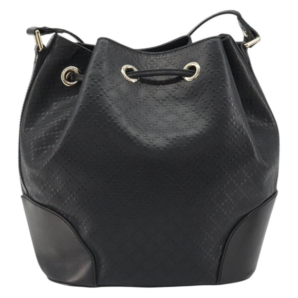 GUCCI Purse Shoulder Bag Leather PVC Black Gold 354228 Auth bs35651
