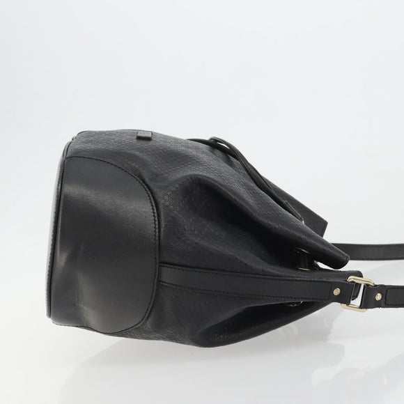 GUCCI Purse Shoulder Bag Leather PVC Black Gold 354228 Auth bs35651
