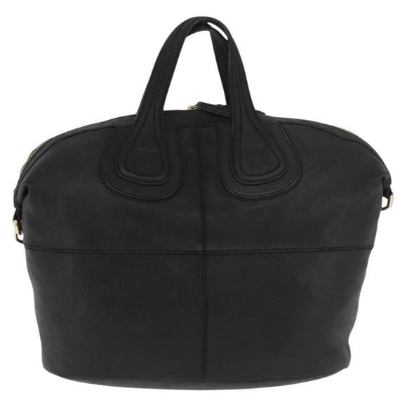 GIVENCHY Nightingale Hand Bag Leather 2way Black Gold Auth bs35652