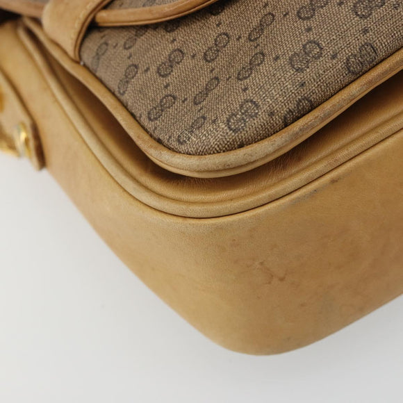 GUCCI Micro GG Supreme Shoulder Bag PVC Beige Gold Auth bs35653