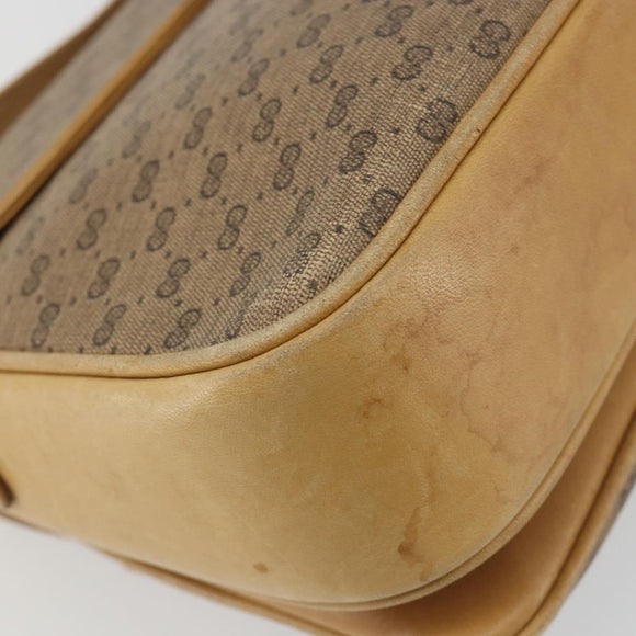 GUCCI Micro GG Supreme Shoulder Bag PVC Beige Gold Auth bs35653