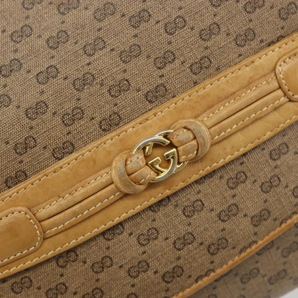 GUCCI Micro GG Supreme Shoulder Bag PVC Beige Gold Auth bs35653