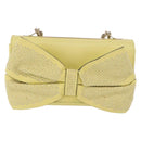 VALENTINO Chain Shoulder Bag Leather Yellow Gold Auth bs35654V-13