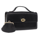 Christian Dior Hand Bag Leather Black Gold Auth bs35657-1