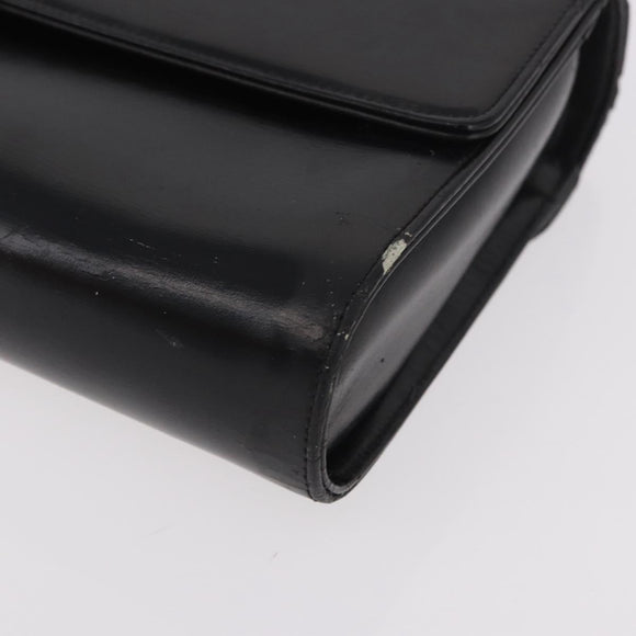 Christian Dior Hand Bag Leather Black Gold Auth bs35657