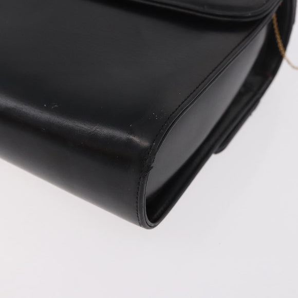 Christian Dior Hand Bag Leather Black Gold Auth bs35657