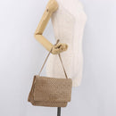 BOTTEGA VENETA INTRECCIATO Shoulder Bag Leather Beige Gold Auth bs35659-21