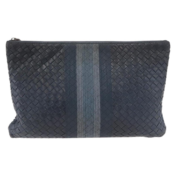 BOTTEGA VENETA INTRECCIATO Clutch Bag Leather Navy Auth bs35660