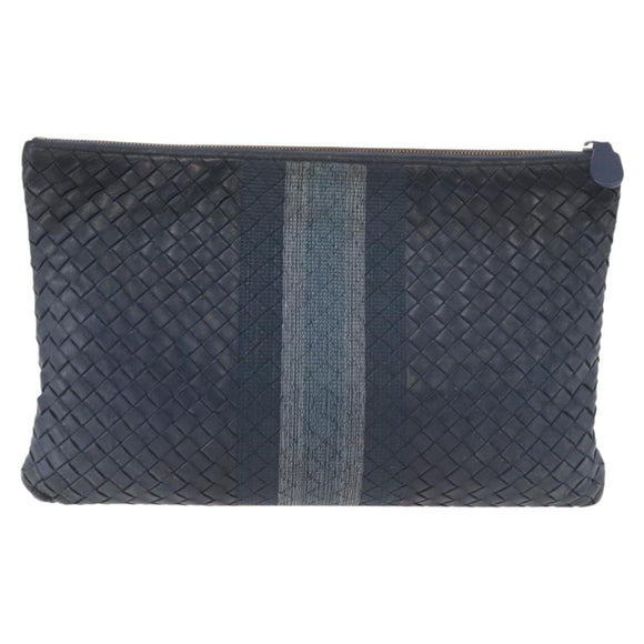 BOTTEGA VENETA INTRECCIATO Clutch Bag Leather Navy Auth bs35660