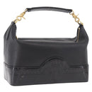 VERSACE Chain Hand Bag Leather Black Gold Auth bs35661A-1