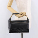 VERSACE Chain Hand Bag Leather Black Gold Auth bs35661A-21