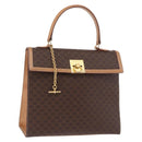 CELINE Macadam Canvas Hand Bag PVC Leather Brown Gold Auth bs35662-1