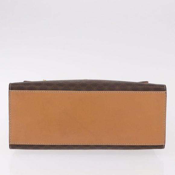 CELINE Macadam Canvas Hand Bag PVC Leather Brown Gold Auth bs35662