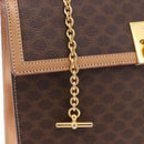 CELINE Macadam Canvas Hand Bag PVC Leather Brown Gold Auth bs35662-18