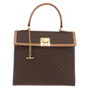 CELINE Macadam Canvas Hand Bag PVC Leather Brown Gold Auth bs35662-13