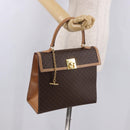 CELINE Macadam Canvas Hand Bag PVC Leather Brown Gold Auth bs35662-25
