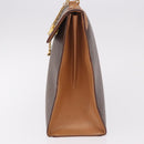 CELINE Macadam Canvas Hand Bag PVC Leather Brown Gold Auth bs35662-3