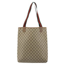 GUCCI GG Supreme Web Sherry Line Tote Bag PVC Beige 39 02 003 Auth bs35666-2