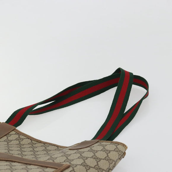 GUCCI GG Supreme Web Sherry Line Tote Bag PVC Beige 39 02 003 Auth bs35666