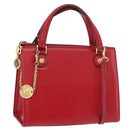 Gianni Versace Hand Bag Leather 2way Red Gold Auth bs35668-1