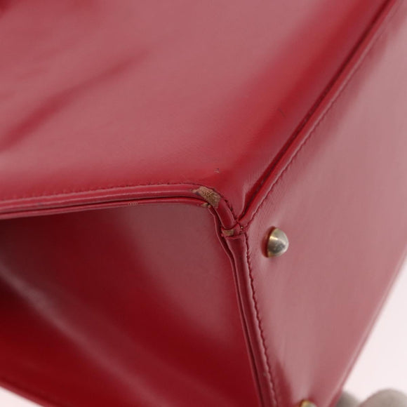 Gianni Versace Hand Bag Leather 2way Red Gold Auth bs35668
