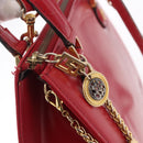 Gianni Versace Hand Bag Leather 2way Red Gold Auth bs35668-17