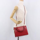 Gianni Versace Hand Bag Leather 2way Red Gold Auth bs35668-24