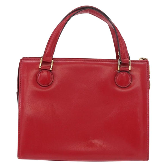 Gianni Versace Hand Bag Leather 2way Red Gold Auth bs35668