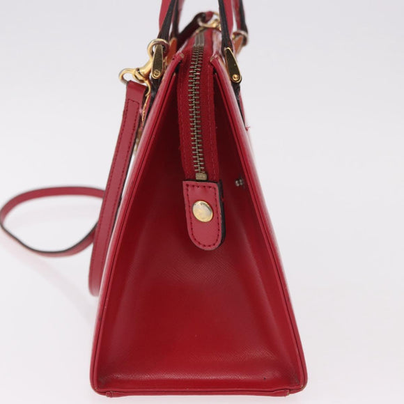 Gianni Versace Hand Bag Leather 2way Red Gold Auth bs35668