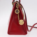 Gianni Versace Hand Bag Leather 2way Red Gold Auth bs35668-5