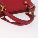 Gianni Versace Hand Bag Leather 2way Red Gold Auth bs35668-7