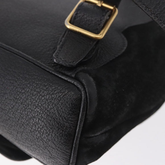 GUCCI Bamboo Backpack Suede Black Gold 003 1705 0030 Auth bs35670A